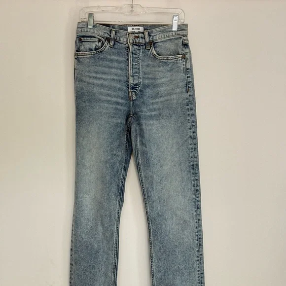 Re/Done Split Hem Bootcut Blue Jeans - Picture 2 of 7